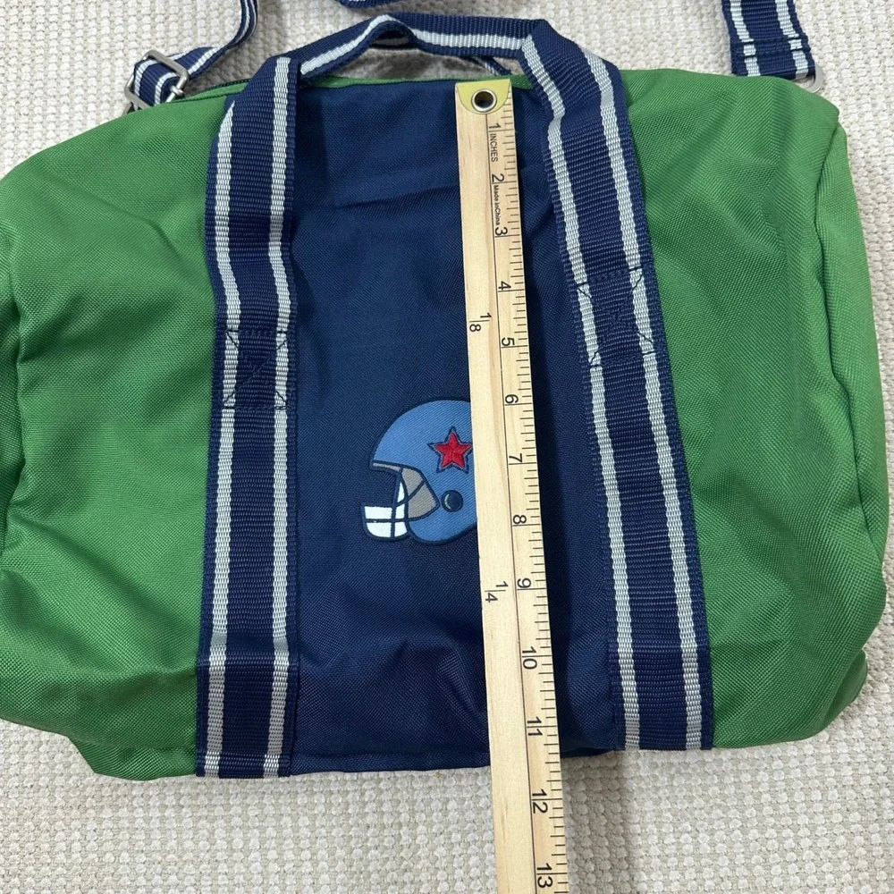 Green Navy Blue Football Helmet Canvas Duffle Bag Sporty Gym‎ Travel Weekend Bag